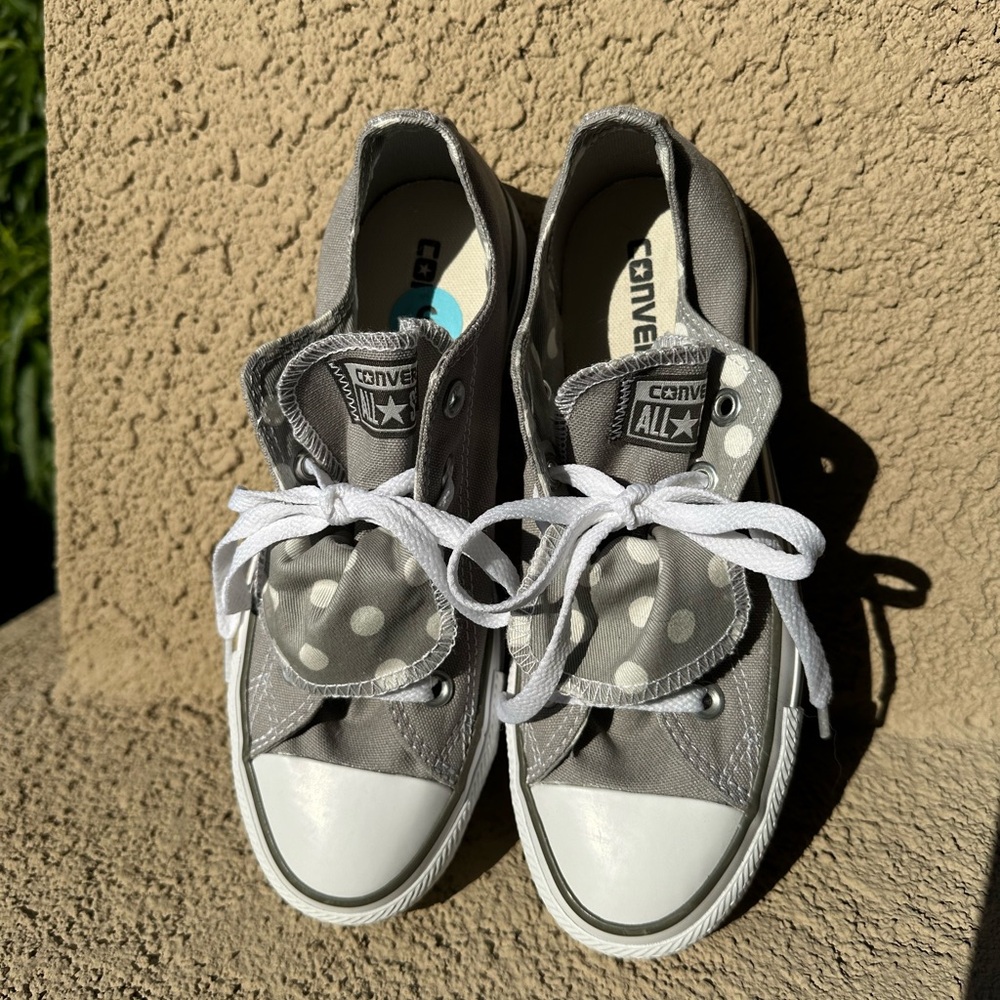 Converse gray double tongue polka dot patterned all star from 2016-2018.